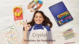  Presentation with floor - Theme enhanced with young-brunette-woman-lying background and a lemonade colored foreground