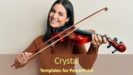  Presentation with cool - Colorful presentation theme enhanced with young-brunette-woman-playing-violin backdrop and a tawny brown colored foreground