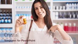  Presentation with self - Slides featuring young-brunette-woman-shopping background and a lemonade colored foreground