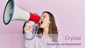  Presentation with pink - Presentation theme featuring young-brunette-woman-shouting background and a lemonade colored foreground