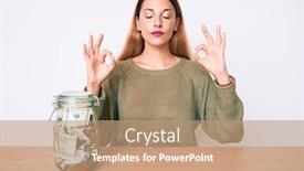  Presentation with meditation - Beautiful presentation design featuring young-brunette-woman-sitting backdrop and a coral colored foreground