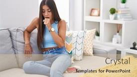  Presentation with home health care - Slide deck featuring young-brunette-woman-sitting background and a lemonade colored foreground