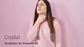  Presentation with sore throat - Theme enhanced with young-brunette-woman-standing-over background and a lemonade colored foreground