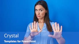  Presentation with forbidden - Slides featuring young-brunette-woman-standing-over background and a cobalt blue colored foreground