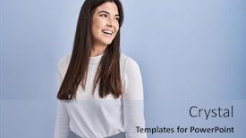  Presentation with face expression recognition - Theme with young-brunette-woman-standing-over background and a  colored foreground