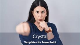  Presentation with violence woman - Slide deck consisting of young-brunette-woman-standing-over background and a ocean colored foreground