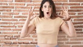  Presentation with bricks - Slide set with young-brunette-woman-standing-over background and a lemonade colored foreground