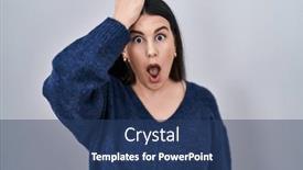  Presentation with memory - Slide deck featuring young-brunette-woman-standing-over background and a ocean colored foreground