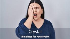  Presentation with face pain - Slide set having young-brunette-woman-standing-over background and a ocean colored foreground