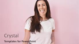  Presentation with emotion - Slides featuring young-brunette-woman-standing-over background and a lemonade colored foreground