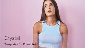  Presentation with eyes - PPT layouts featuring young-brunette-woman-standing-over background and a lemonade colored foreground