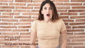  Presentation with bricks - Slide set having young-brunette-woman-standing-over background and a lemonade colored foreground