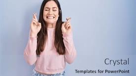  Presentation with hope - Slide set featuring young-brunette-woman-standing-over background and a light blue colored foreground