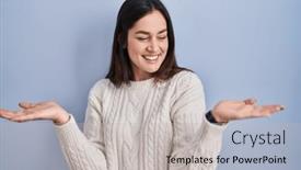  Presentation with comparison - Presentation having young-brunette-woman-standing-over background and a light gray colored foreground