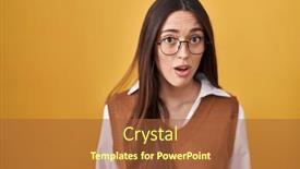  Presentation with fear - Theme consisting of young-brunette-woman-standing-over background and a red colored foreground