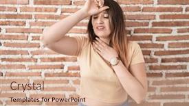  Presentation with fever - Slide set with young-brunette-woman-standing-over background and a lemonade colored foreground