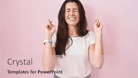  Presentation with hope - Slide deck enhanced with young-brunette-woman-standing-over background and a lemonade colored foreground