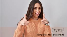  Presentation with energy - Theme featuring young-brunette-woman-standing-over and a coral colored foreground