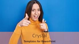  Presentation with energy - Presentation theme with young-brunette-woman-standing-over and a gold colored foreground