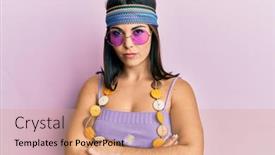  Presentation with bohemian - Beautiful presentation theme featuring young-brunette-woman-wearing-bohemian backdrop and a coral colored foreground