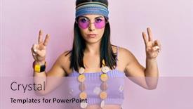  Presentation with bohemian - Beautiful presentation theme featuring young-brunette-woman-wearing-bohemian backdrop and a soft green colored foreground