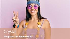  Presentation with bohemian - Presentation theme having young-brunette-woman-wearing-bohemian background and a coral colored foreground