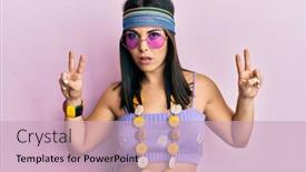  Presentation with bohemian - Colorful presentation enhanced with young-brunette-woman-wearing-bohemian backdrop and a soft green colored foreground