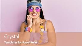  Presentation with bohemian - PPT theme consisting of young-brunette-woman-wearing-bohemian background and a coral colored foreground