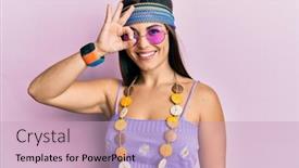  Presentation with bohemian - PPT theme having young-brunette-woman-wearing-bohemian background and a soft green colored foreground