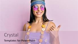  Presentation with bohemian - Colorful PPT theme enhanced with young-brunette-woman-wearing-bohemian backdrop and a lemonade colored foreground