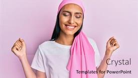  Presentation with breast cancer - Audience pleasing presentation design consisting of young-brunette-woman-wearing-breast backdrop and a lemonade colored foreground