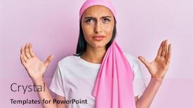  Presentation with breast cancer - PPT layouts enhanced with young-brunette-woman-wearing-breast background and a lemonade colored foreground