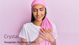  Presentation with radiology breast cancer - Audience pleasing PPT theme consisting of young-brunette-woman-wearing-breast backdrop and a lemonade colored foreground