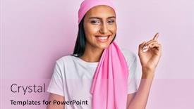  Presentation with breast cancer - PPT layouts enhanced with young-brunette-woman-wearing-breast background and a lemonade colored foreground