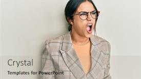  Presentation with anger - Presentation design featuring young-brunette-woman-wearing-business background and a mint green colored foreground