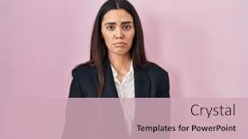  Presentation with pink business - Presentation theme featuring young-brunette-woman-wearing-business background and a soft green colored foreground