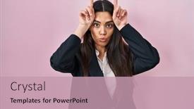  Presentation with pink business - Presentation consisting of young-brunette-woman-wearing-business background and a coral colored foreground