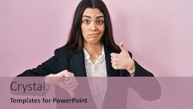  Presentation with pink business - Theme consisting of young-brunette-woman-wearing-business background and a coral colored foreground