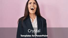  Presentation with business pink - PPT theme with young-brunette-woman-wearing-business background and a wine colored foreground