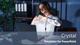  Presentation with romantic love - Presentation theme having young-brunette-woman-wearing-call background and a  colored foreground