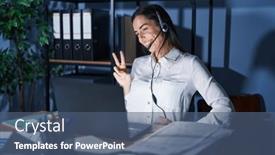  Presentation with late - Theme having young-brunette-woman-wearing-call background and a ocean colored foreground