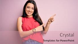  Presentation with fingers - Cool new presentation theme with young-brunette-woman-wearing-casual and a coral colored foreground