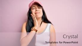  Presentation with illness - Colorful PPT layouts enhanced with young-brunette-woman-wearing-casual backdrop and a lemonade colored foreground