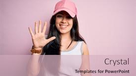  Presentation with woman sport - Beautiful slide set featuring young-brunette-woman-wearing-casual backdrop and a soft green colored foreground