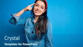  Presentation with great idea - Slide deck enhanced with young-brunette-woman-wearing-casual background and a ocean colored foreground