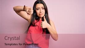  Presentation with young woman diagnosis of sti - Cool new PPT layouts with young-brunette-woman-wearing-casual backdrop and a coral colored foreground