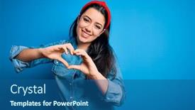  Presentation with romantic love - Audience pleasing PPT theme consisting of young-brunette-woman-wearing-casual backdrop and a ocean colored foreground