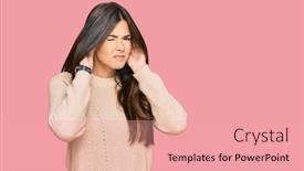  Presentation with deaf - Theme having young-brunette-woman-wearing-casual background and a coral colored foreground