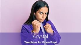  Presentation with defense - Theme enhanced with young-brunette-woman-wearing-casual background and a violet colored foreground