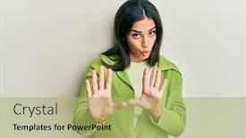  Presentation with forbidden - Slide set featuring young-brunette-woman-wearing-casual background and a mint green colored foreground